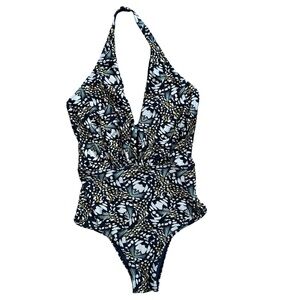 Elegant Black and White Women's One Piece Swimsuit